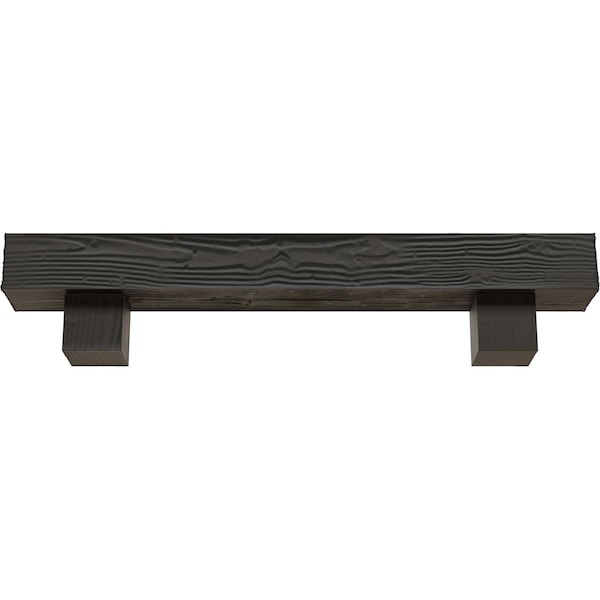 Kit W/ Alamo Corbels, Burnished Cedar, 8H  X 12D X 72W Sandblasted Faux Wood Fireplace ManteL